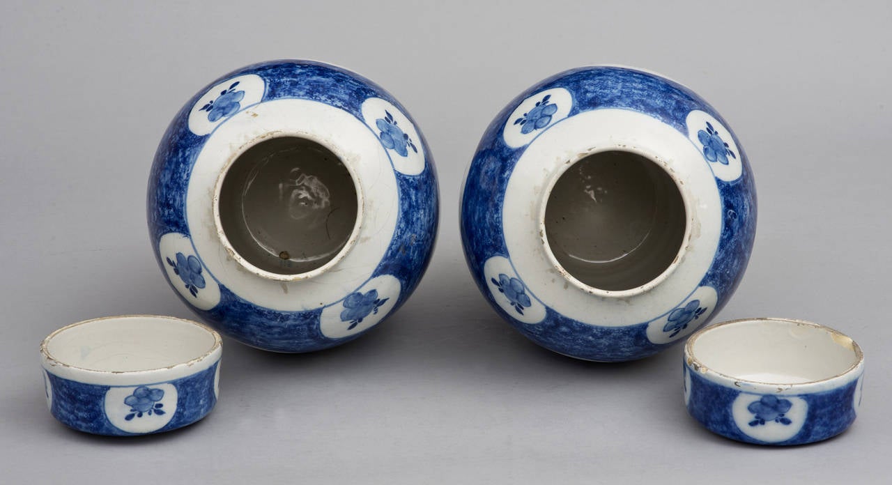 Pair of 18th Century Dutch Delft Vases and Lids 3