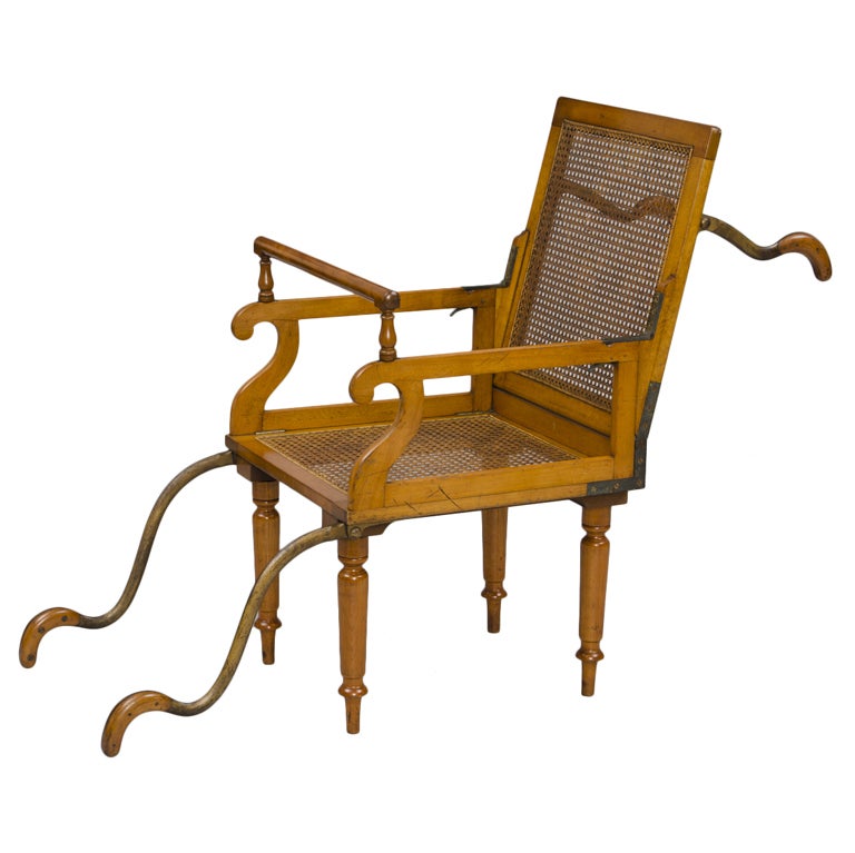 Antique English Campaign Traveling Folding Armchair For Sale