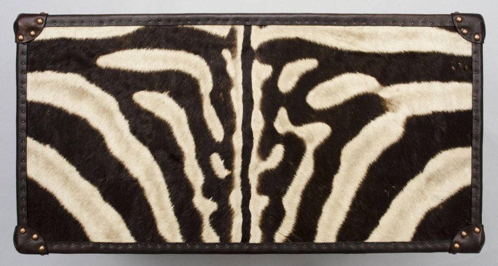 English Custom Made Leather & Zebra Trunk