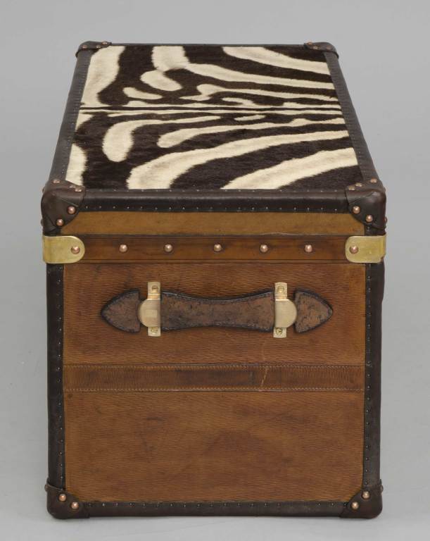 Custom Made Leather & Zebra Trunk In Excellent Condition In Sheffield, MA