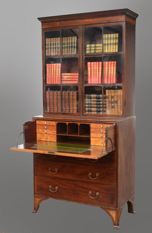 18th Century and Earlier English Antique Georgian Secretaire Bookcase