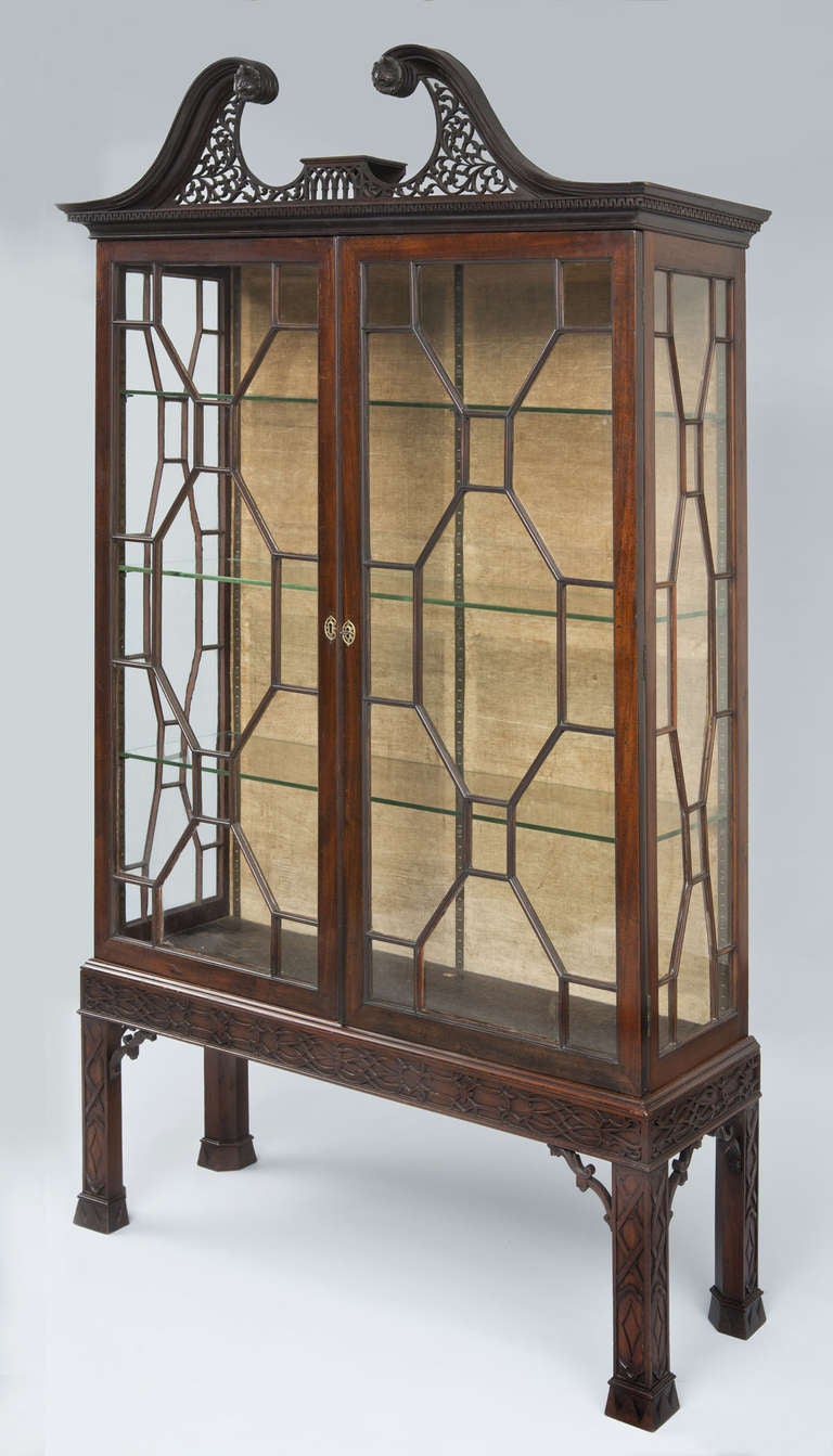 British Antique Georg III Mahogany Glazed Display Cabinet