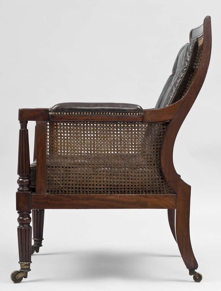 Antique English Regency Mahogany Caned Armchair For Sale 1