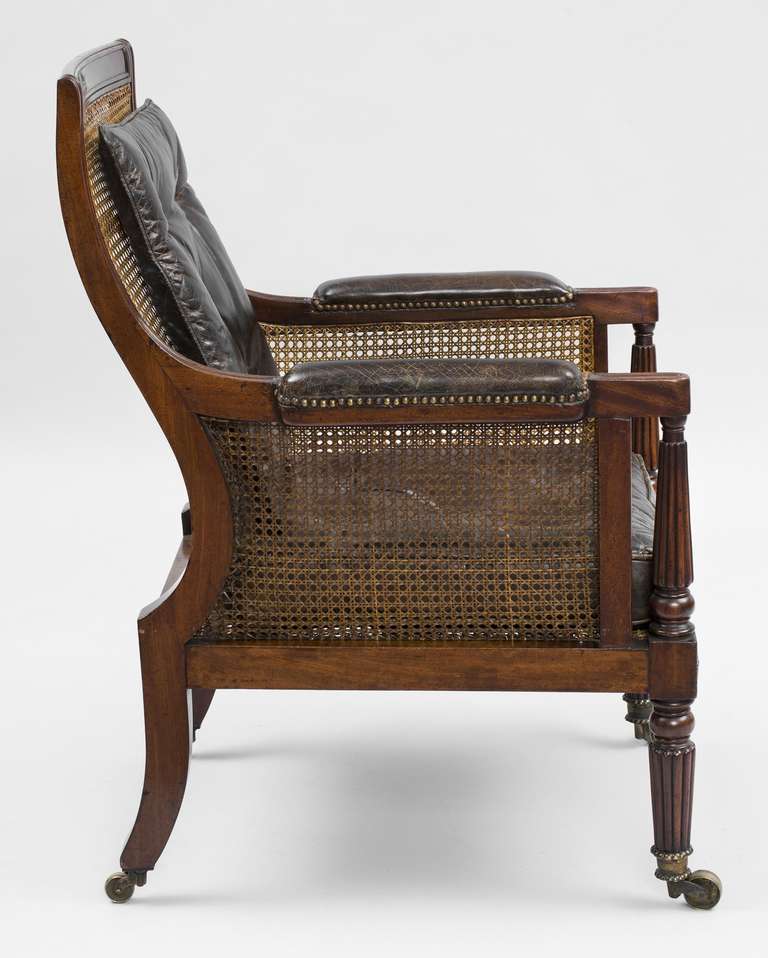 Antique English Regency Mahogany Caned Armchair For Sale 2