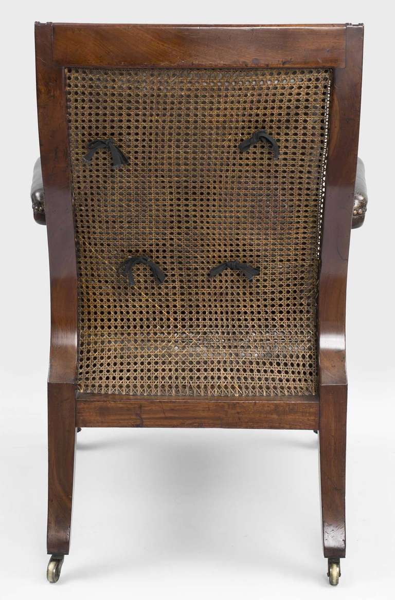 Antique English Regency Mahogany Caned Armchair For Sale 3