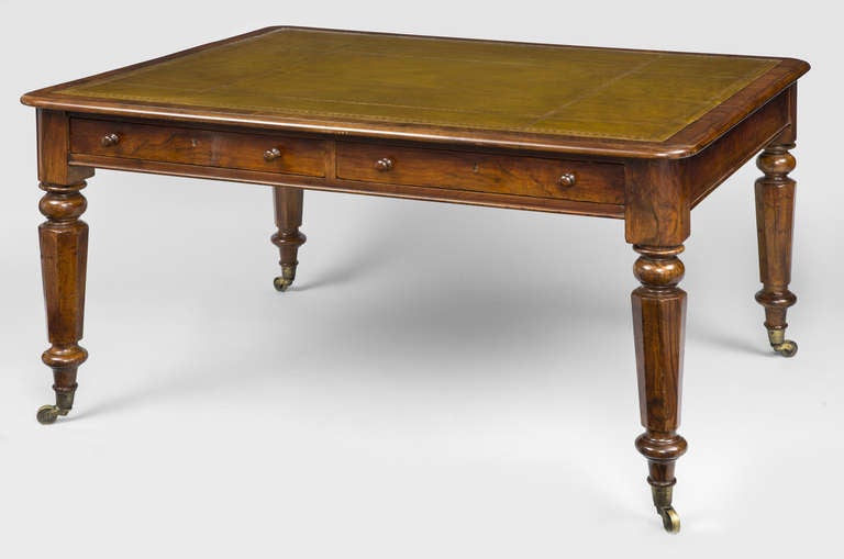 Antique English William IV Walnut Partners Writing Table