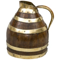 Antique Oak and Brass Coopered Jug, circa 1880