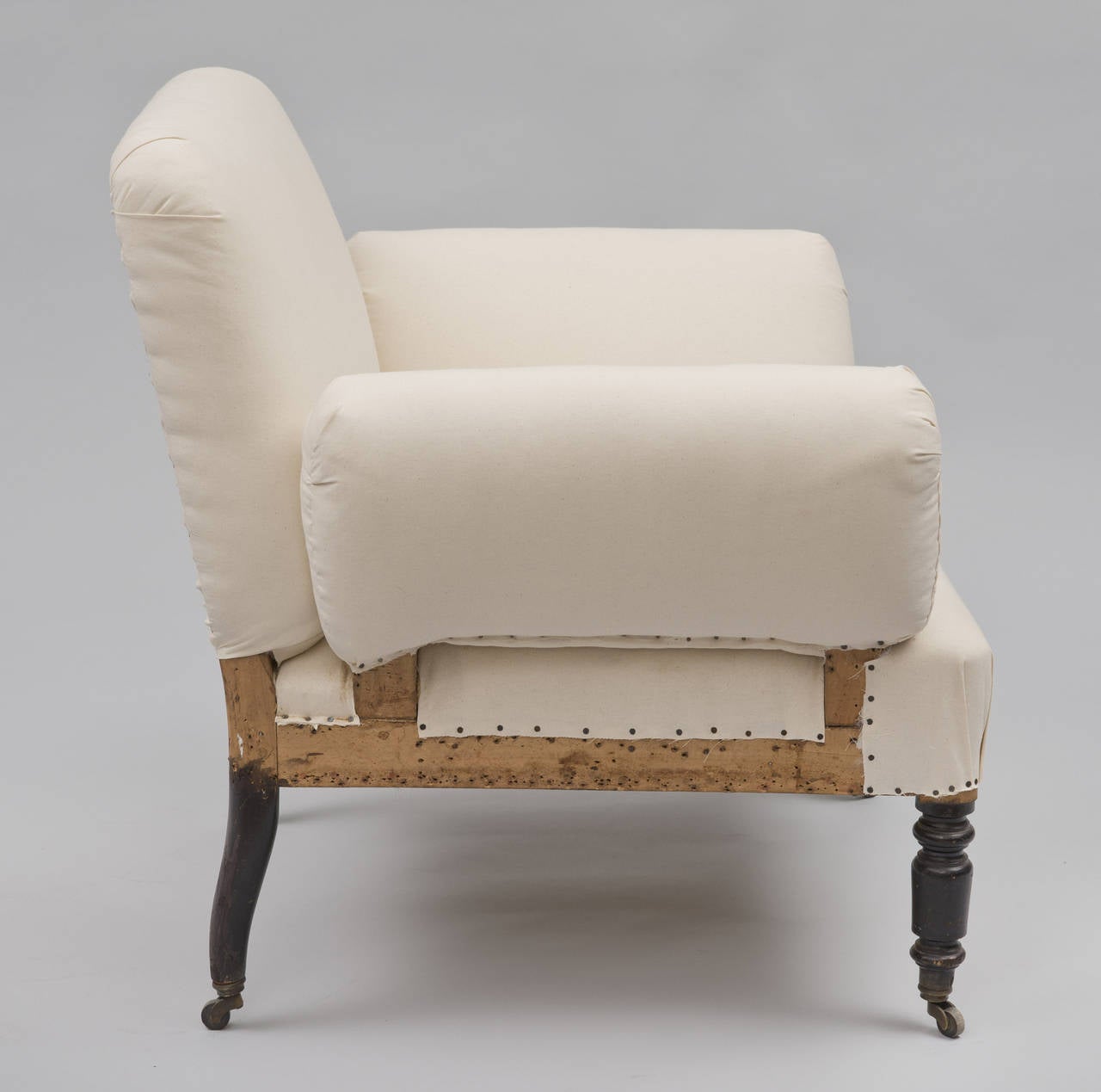 Calico Unusual Antique French Napoleon III Small Armchair