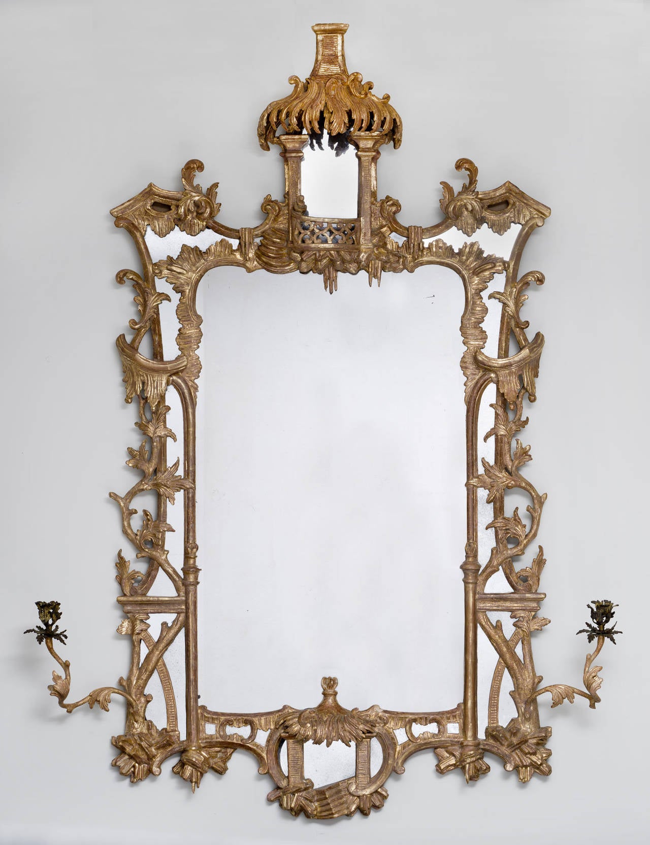 Chippendale Period Giltwood Girandole Pier Mirror