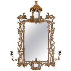 Antique Chippendale Period Giltwood Girandole Pier Mirror