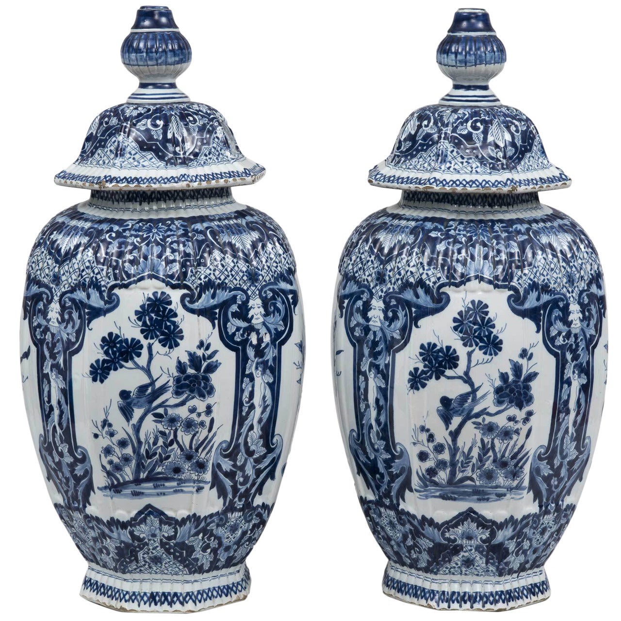 Pair of Dutch Delft Vases, circa 1850