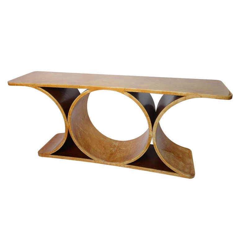 Jean Michel Frank Series Goatskin Lacquered Console by Karl Springer