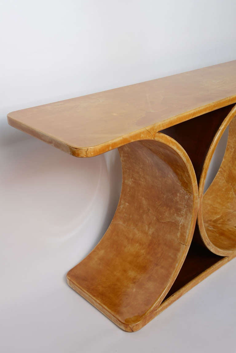 Jean Michel Frank Series Goatskin Lacquered Console by Karl Springer In Excellent Condition In Miami, FL
