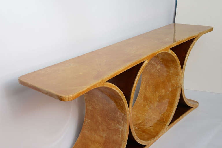Late 20th Century Jean Michel Frank Series Goatskin Lacquered Console by Karl Springer