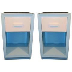Blue Lacquered Nightstands Heywood Wakefield Style
