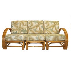 1950's Bamboo Upholstered Sofa Set