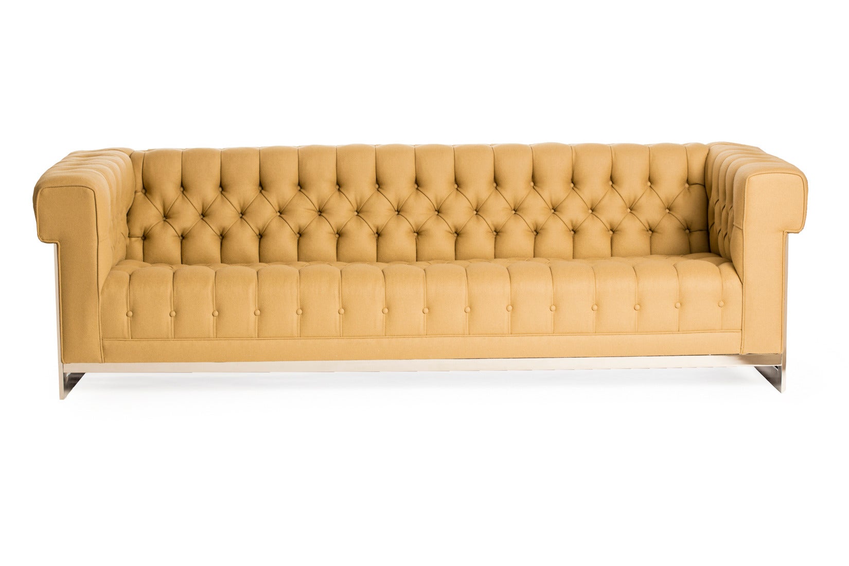 Stately Modern Chesterfield Sofa with Chrome Frame For Sale