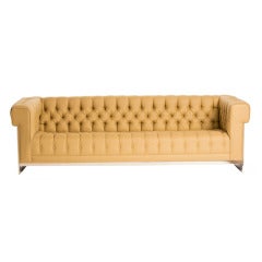 Stately Modern Chesterfield Sofa with Chrome Frame
