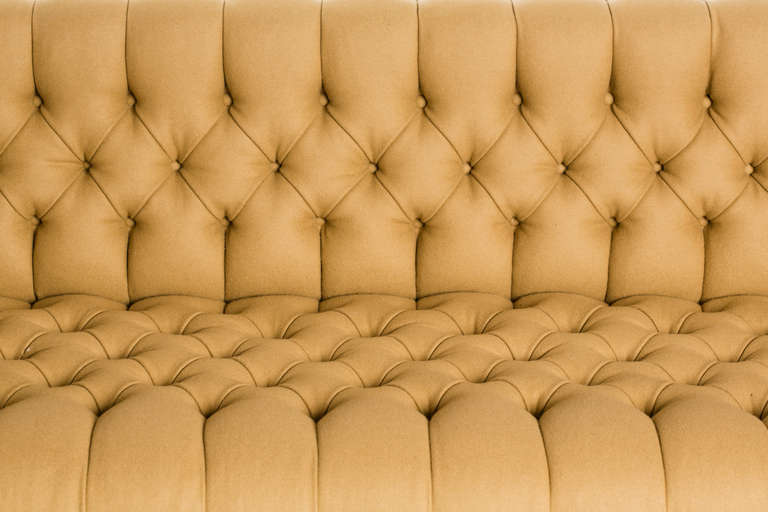 Felt Stately Modern Chesterfield Sofa with Chrome Frame For Sale