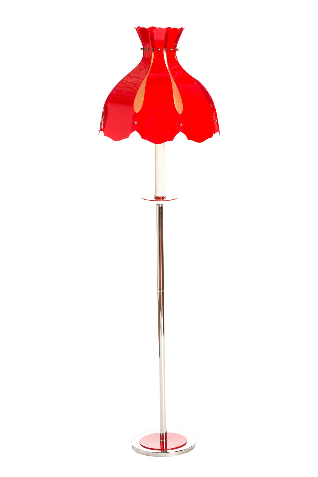 Felliniesque Floor Lamp in Red Acrylic and Chrome For Sale
