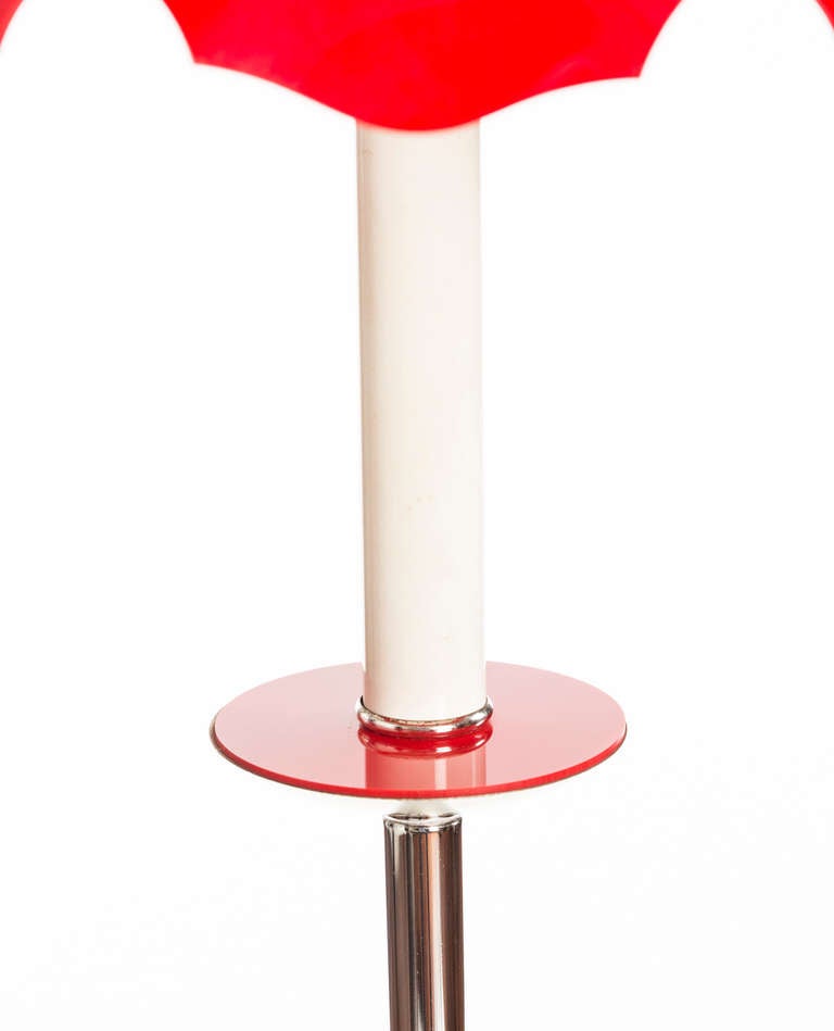 Modern Felliniesque Floor Lamp in Red Acrylic and Chrome For Sale