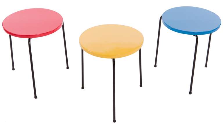 Modern Trio of Mondrian-Inspired Lacquered Side Tables For Sale