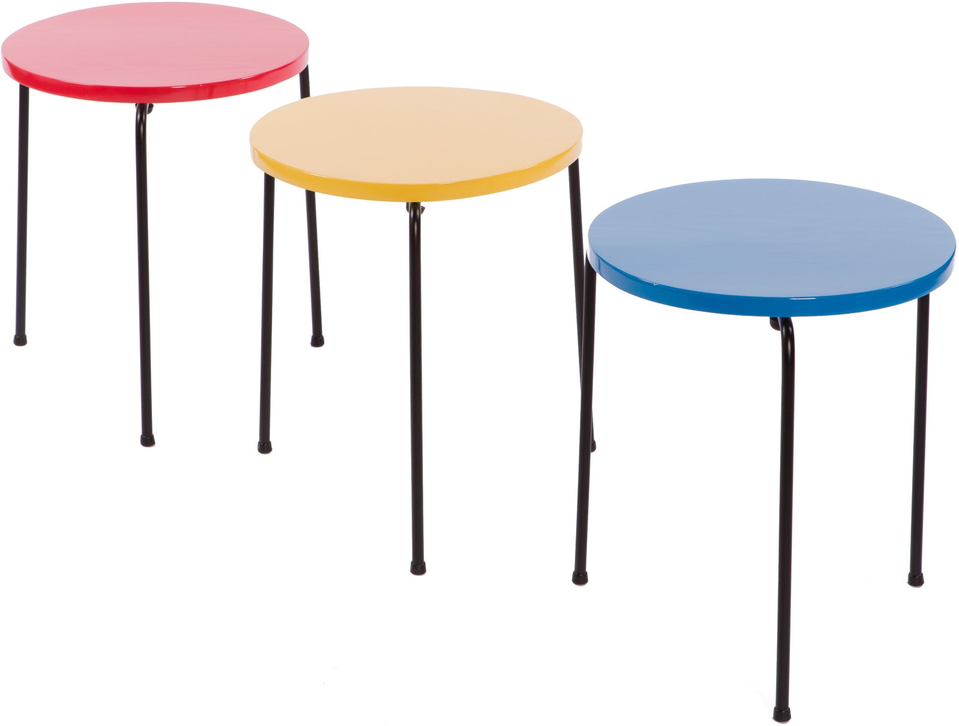 Trio of Mondrian-Inspired Lacquered Side Tables For Sale