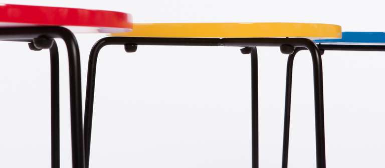 American Trio of Mondrian-Inspired Lacquered Side Tables For Sale