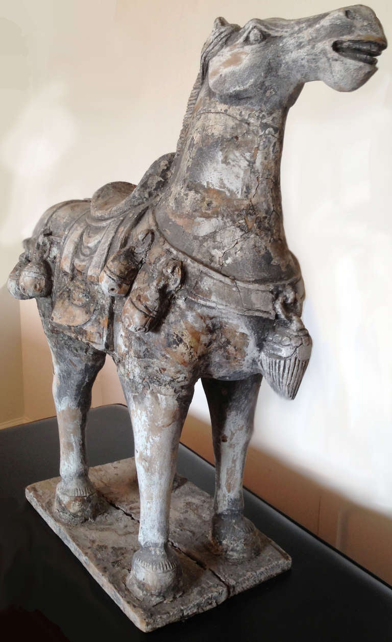 Mid-Century Carved Chinese Ceremonial Horse