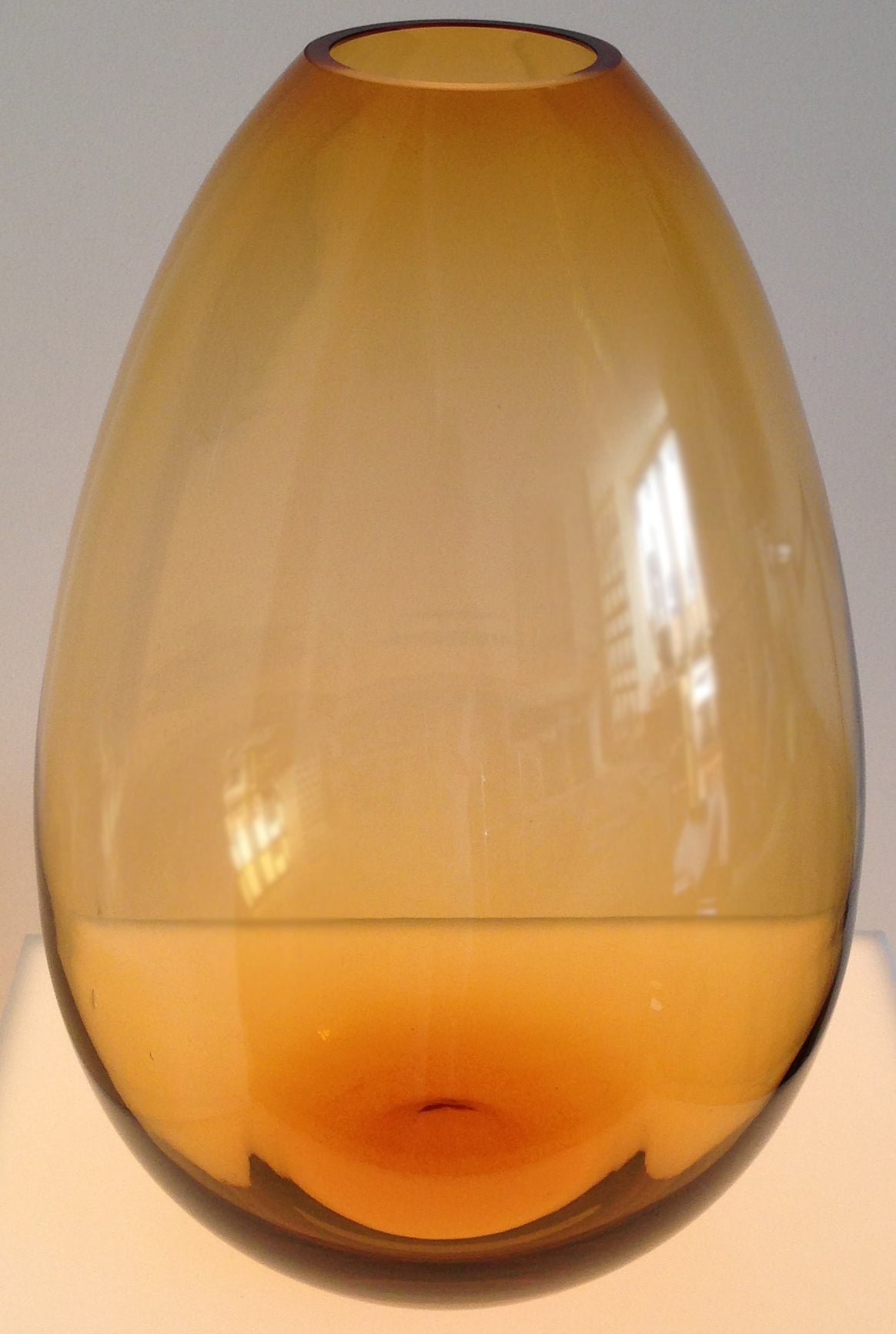 Amber Teardrop Art Glass Vase For Sale