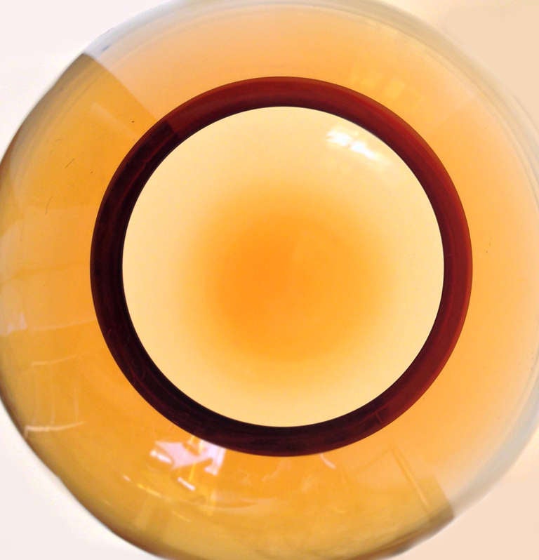Unknown Amber Teardrop Art Glass Vase For Sale