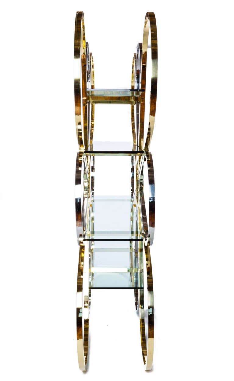 Modern Architectural Brass and Nickel Etagere For Sale