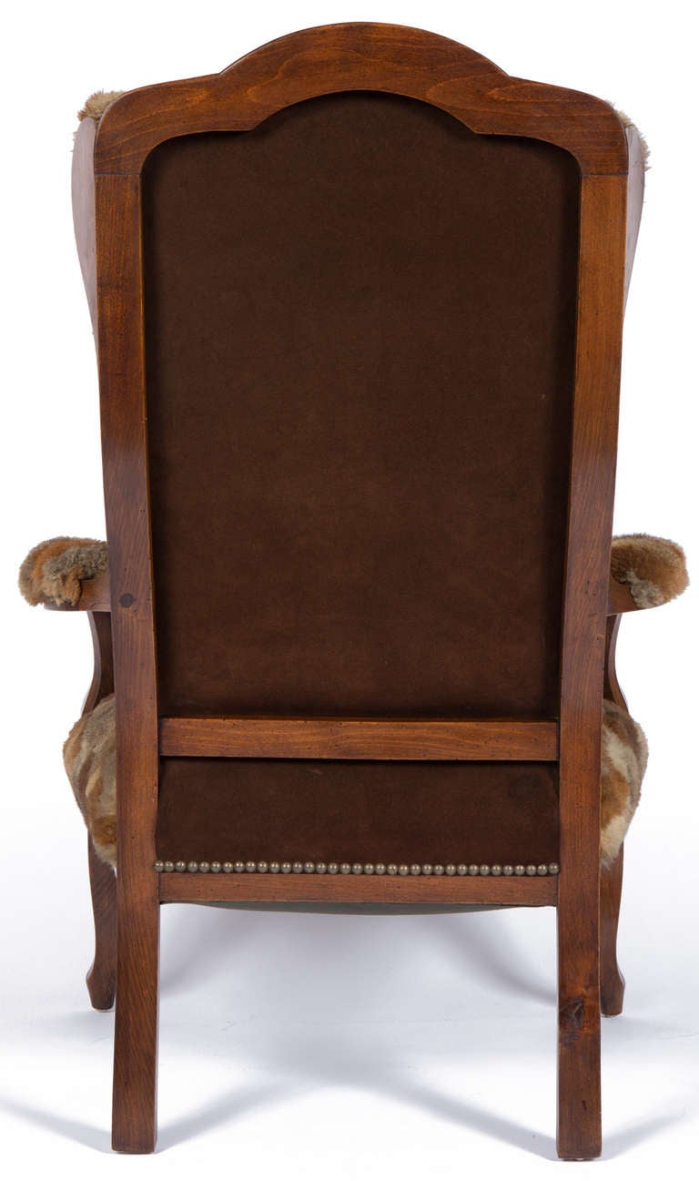 Luxurious Fur Wingback Chair For Sale 1