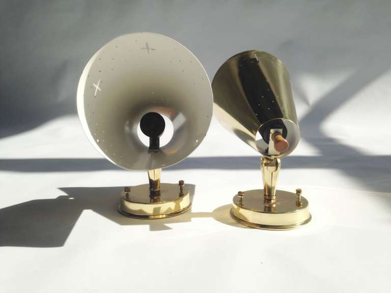 Mid-Century Modern Pair of Midcentury Brass Star Patterned Light Sconces