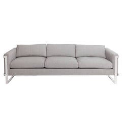 Pristine Milo Baughman Sofa with Nickel Plated Frame