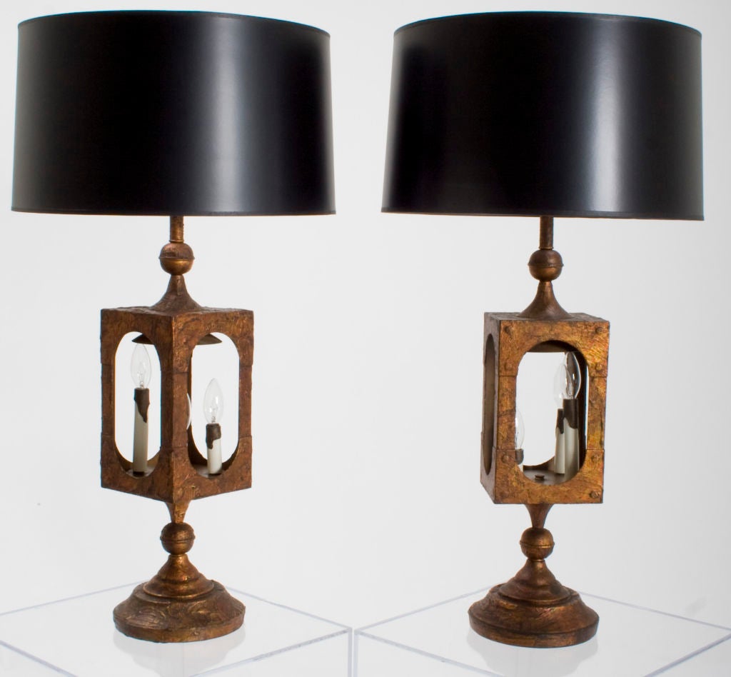 Pair of  Brutalist Watchman's Lantern Lamps