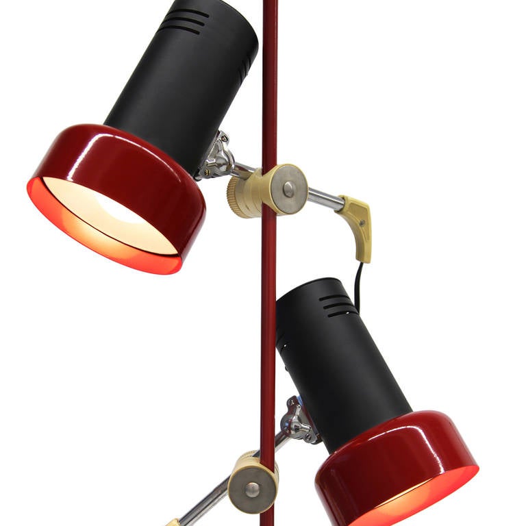 1950s Cherry Red Task Floor Lamp