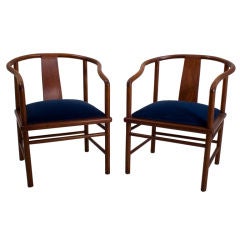 Blue Velvet Chinoiserie Chairs