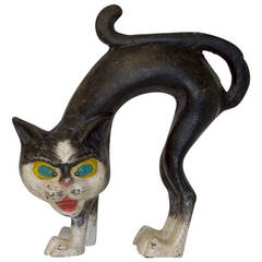 Whimsical Cast Iron "Hissing Cat" Doorstop