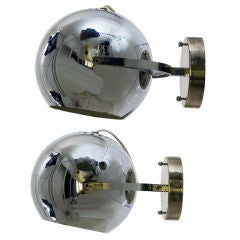 Pair of Chrome Globe Sconces after Arteluce