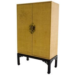 Chinoise Lacquered Cane Cabinet