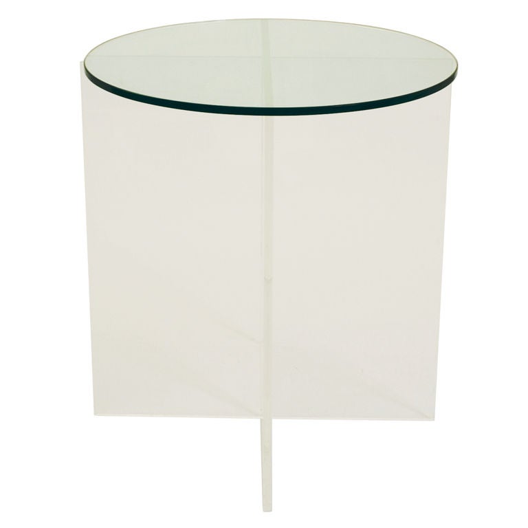 Glass-Topped Acrylic Base Side Table For Sale