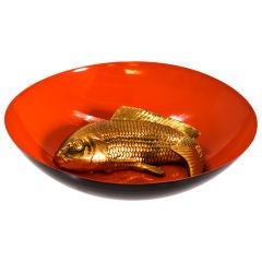 Lacquered Orange Fish Bowl