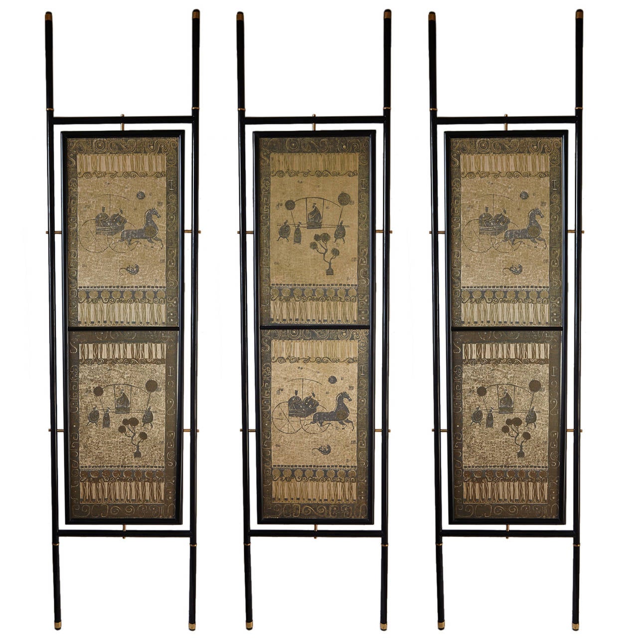 Handmade Wooden Partitions Inspired by Chinoiserie Folding Screens For Sale