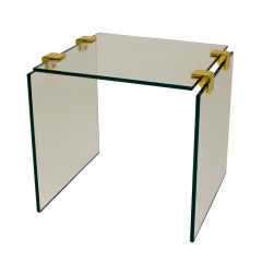 Pace Collection Glass and Brass Side Table