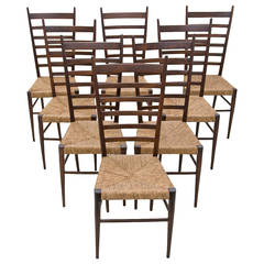Set of Eight Beechwood Ladder-Back Chairs