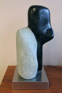 Vintage Minimalist Stone And Steel Sculpture by Eileen Godfrey