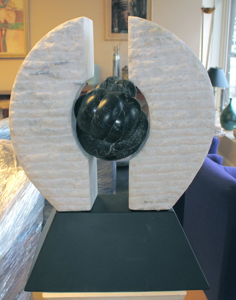 American Marble and Steel Sculpture For Sale