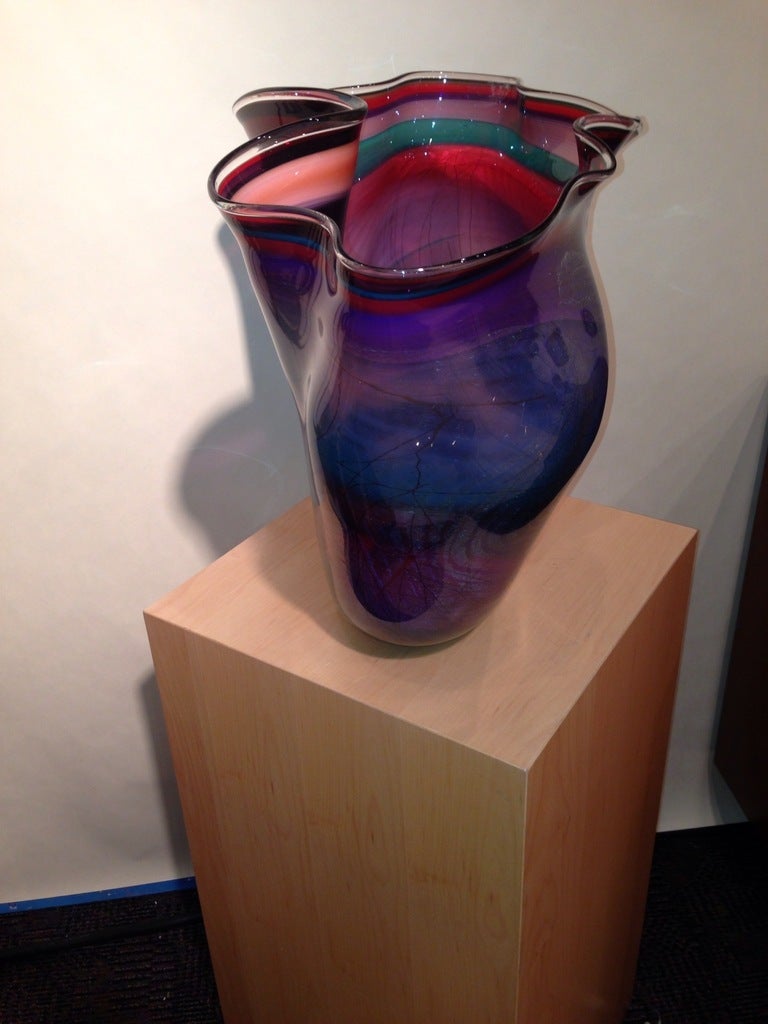 A magnificent huge hand blown vessel by the noted Oregon artist Chris Hawthorne. The colors are vivid and the piece is incredible.

Working out of a studio in Oregon, Chris Hawthorne has become internationally recognized for his large and