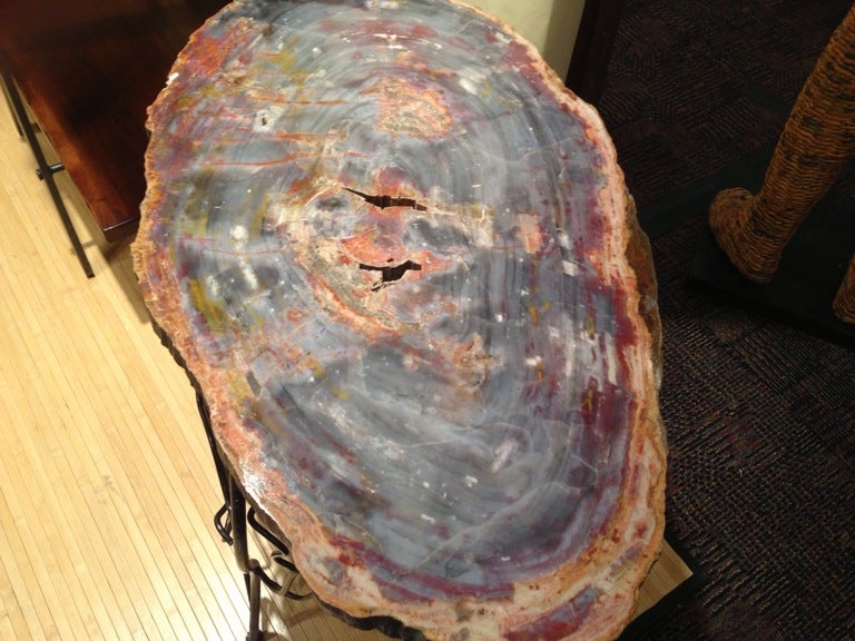 Arizona Petrified Wood Table With Artisan Made Base In Good Condition In Palm Springs, CA